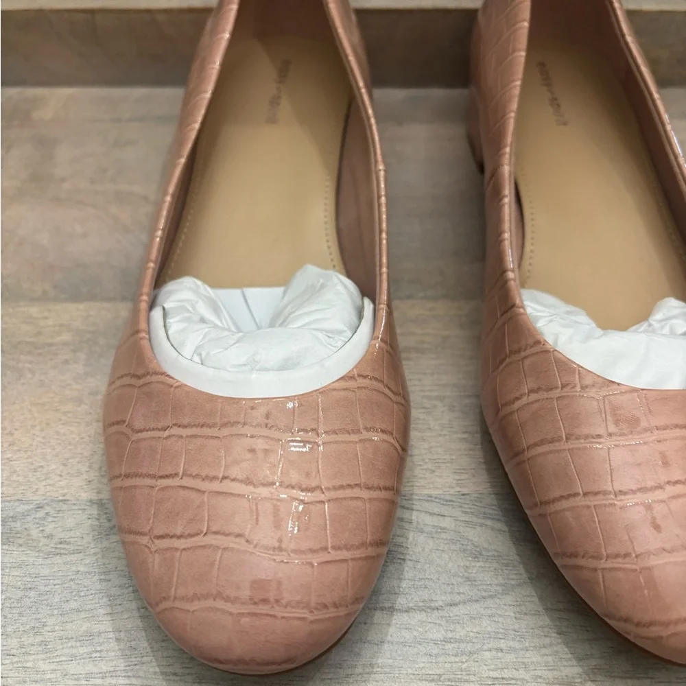 Easy spirit Crocodile-Embossed Pink ball Low Heel Dress Shoes Sz‎ 10m new
